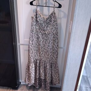 Jill Stuart High Low Floral Dress - Cream and Green